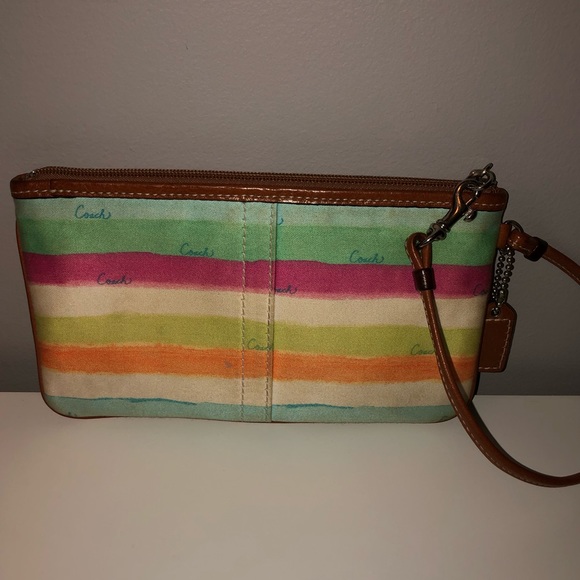 Coach Rainbow Striped Wristlet - Picture 3 of 4